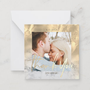 Thank You Wedding Marble Photo Card with Envelope