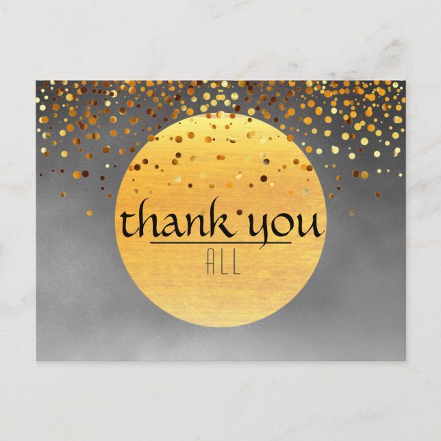 Thank You Wedding  Moon Confetti Glitter Black Postcard (Front)