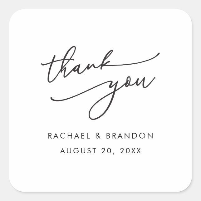 Thank You Wedding Party Favour Sticker Labels (Front)