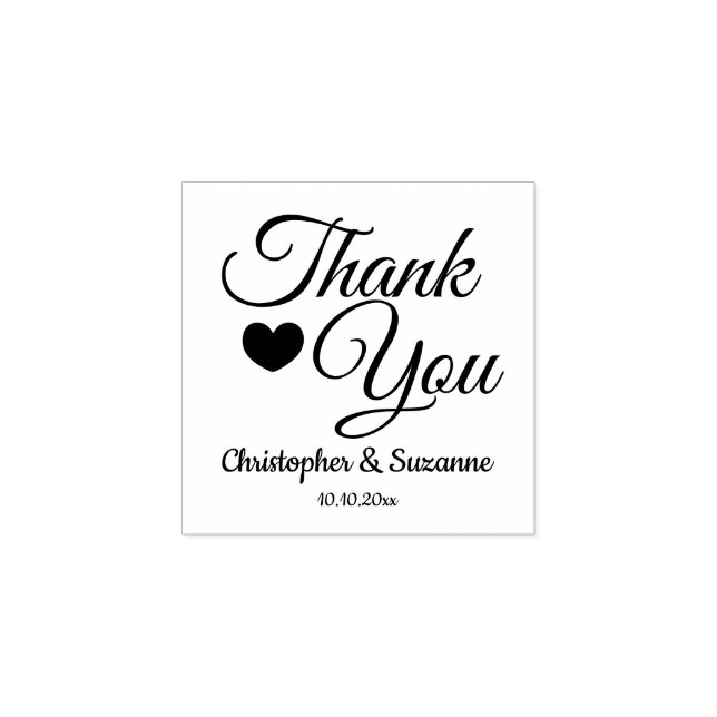 Thank You Wedding Personalised Rubber Stamp (Imprint)