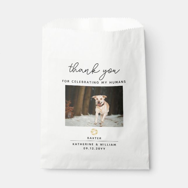 Thank You Wedding Pet Photo Paw Print Favour Bags (Front)