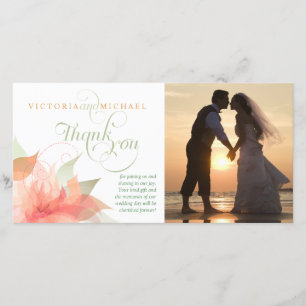 Thank You Wedding Photo Card - Orange Ice White