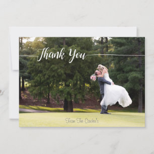 Thank You Wedding Photo Card with Modern Script