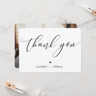 THANK YOU wedding photo elegant black and white Invitation