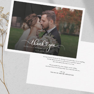Thank You Wedding Photo Elegant Card