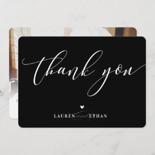 THANK YOU wedding photo elegant chic calligraphy Invitation