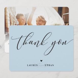THANK YOU wedding photo elegant chic duck egg blue Invitation