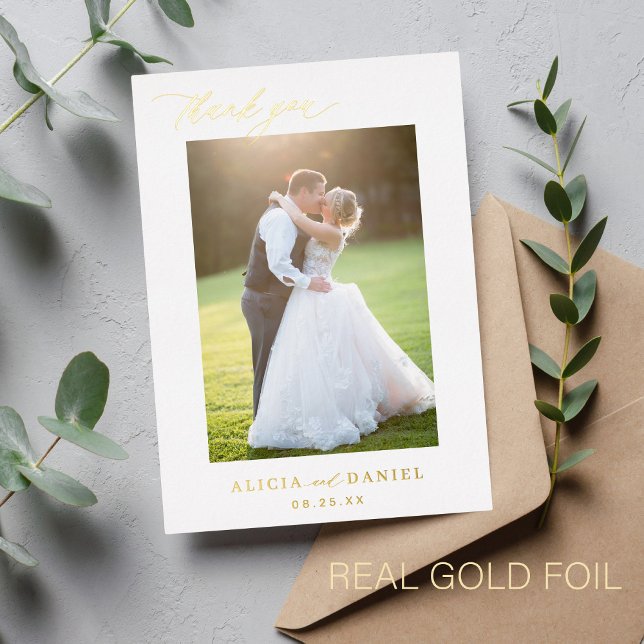 Thank you wedding photo gold script white  (Creator Uploaded)