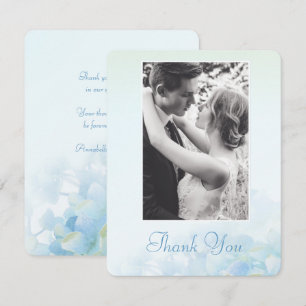 Thank you wedding photo hydrangea blue green invitation