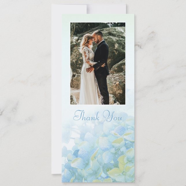Thank you wedding photo hydrangea card (Front)