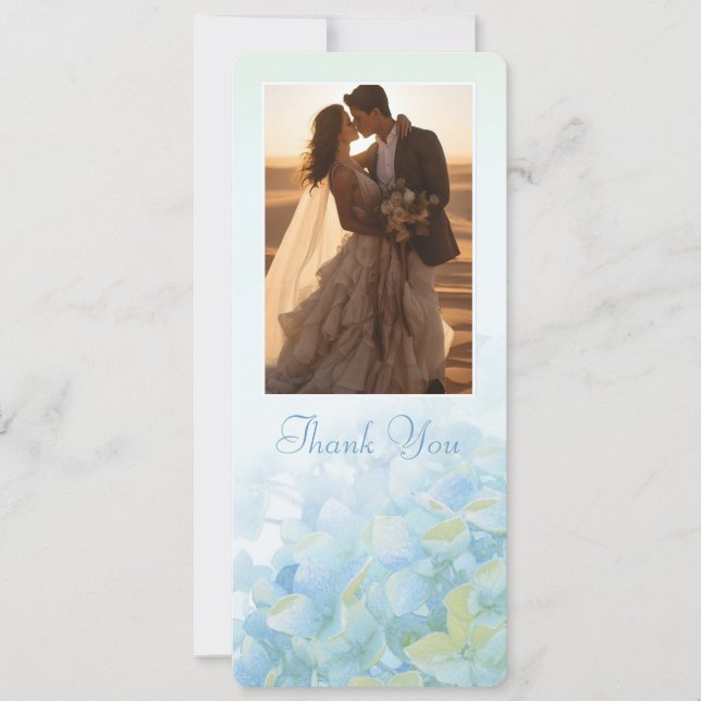 Thank you wedding photo hydrangea card (Front)