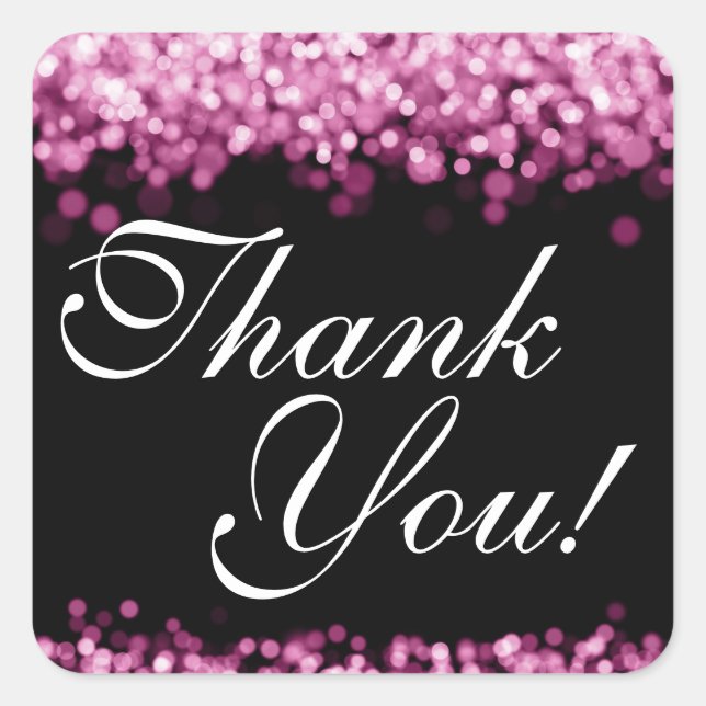 Thank You Wedding Pink Lights Square Sticker (Front)