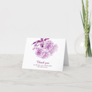 Thank you wedding purple spring bloom photo card