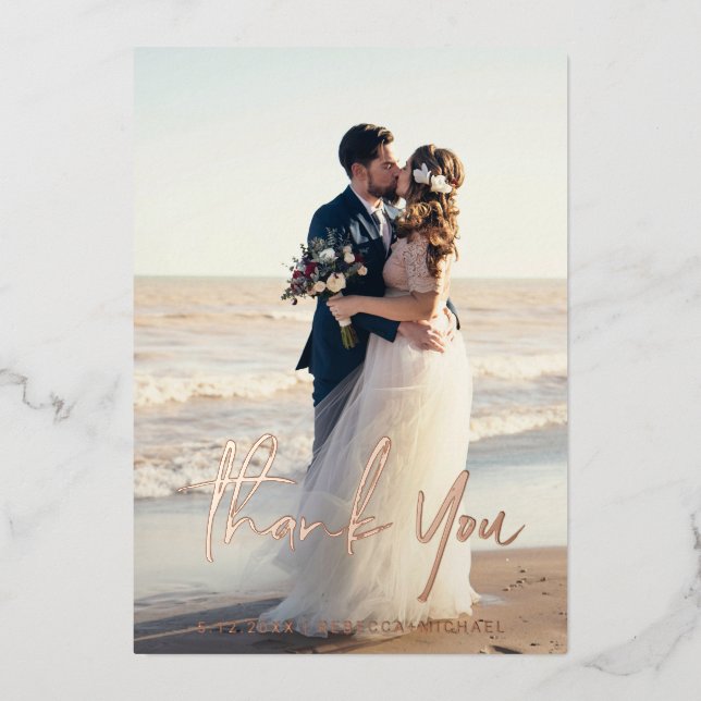 Thank You Wedding Real Foil Cards with Envelope (Front)