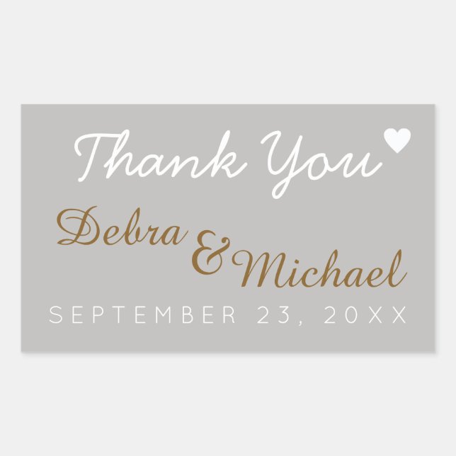 thank you, wedding rectangular sticker (Front)
