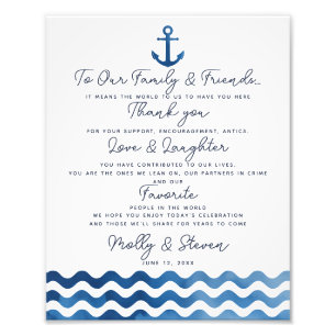 Thank you wedding sign customised navy