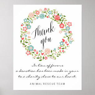 Thank you wedding sign Floral bothanical
