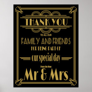 Thank you wedding sign Gold and Black