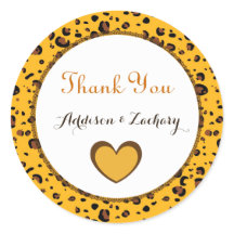 Thank You Wedding Sticker Bride and Groom Gold A04
