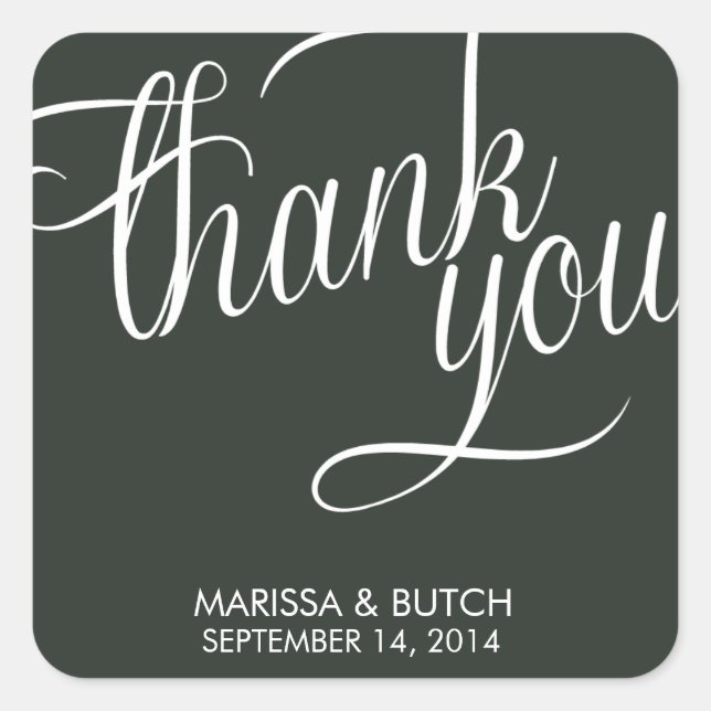 Thank You Wedding Stickers (square) (Front)