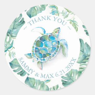 Thank You Wedding Stickers Tropical Destination
