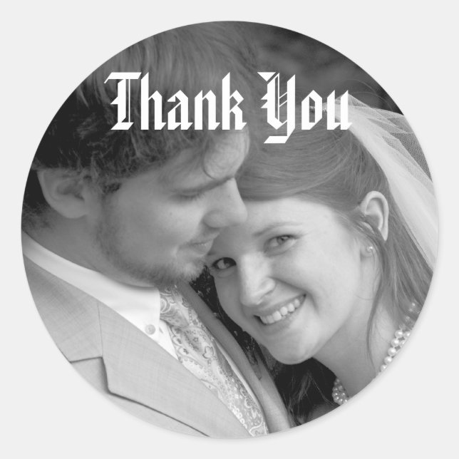 Thank You Wedding Stickers with your photo (Front)