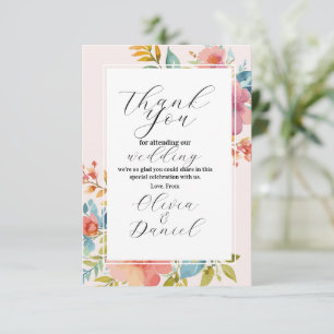 Thank You Wedding Summer Florals Engagement Card