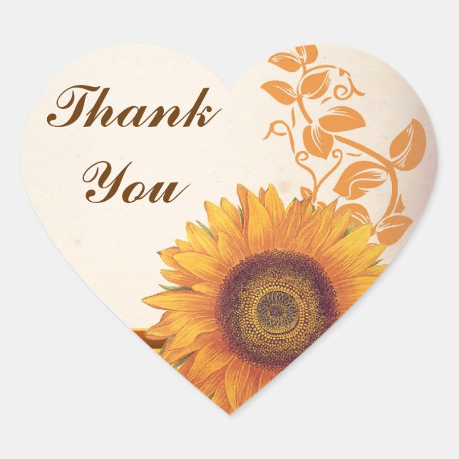 thank you wedding sunflower stickers (Front)