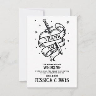 Thank You Wedding Traditional Tattoo Heart Knife