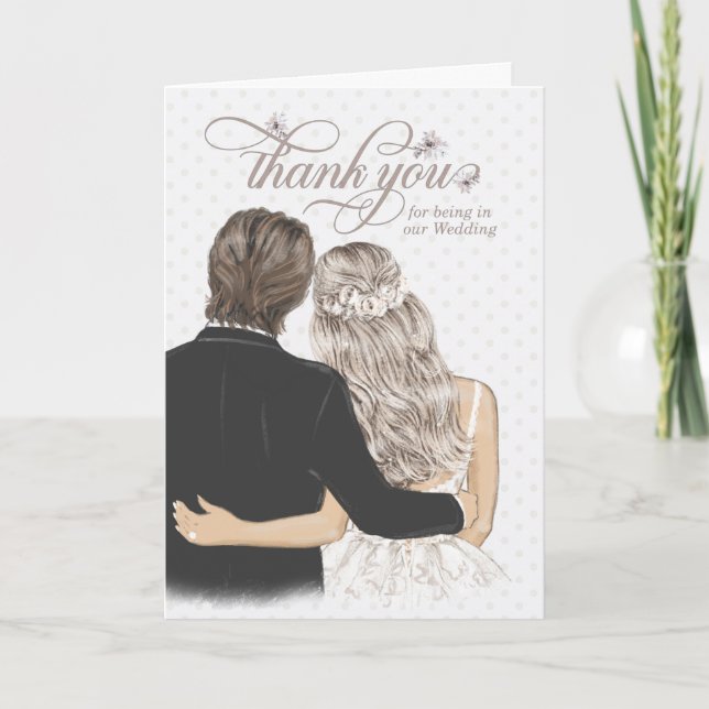 Thank You Wedding Wedding Attendants Taupe Card (Front)