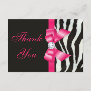 Thank You Wedding Zebra Hot Pink Bow Card