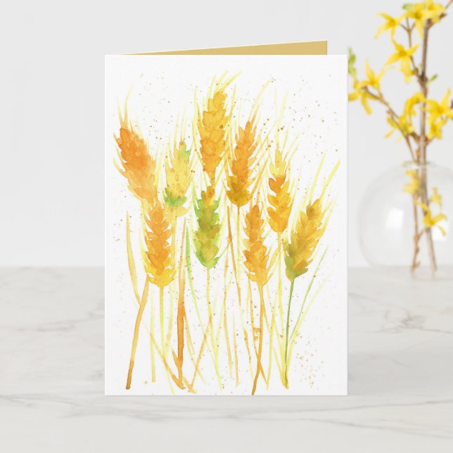 Thank You Wheat Grain Food Farming Crop Card (Yellow Flower)