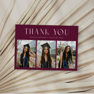 Thank You Whimsical Cranberry Graduation Photo Announcement