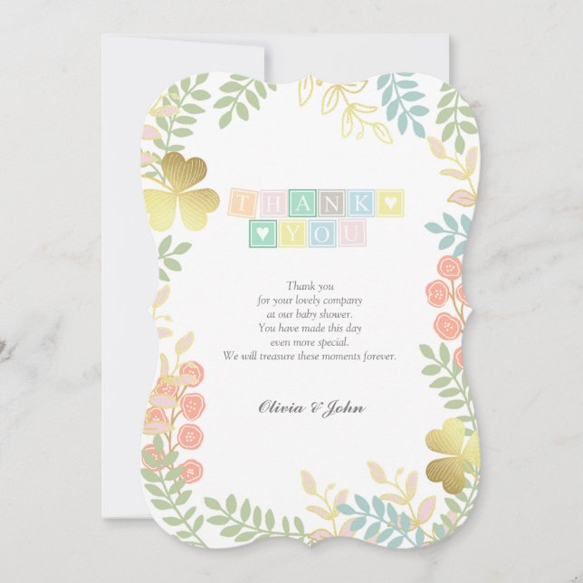 Thank You Whimsical Rustic Baby Shower Card (Front)