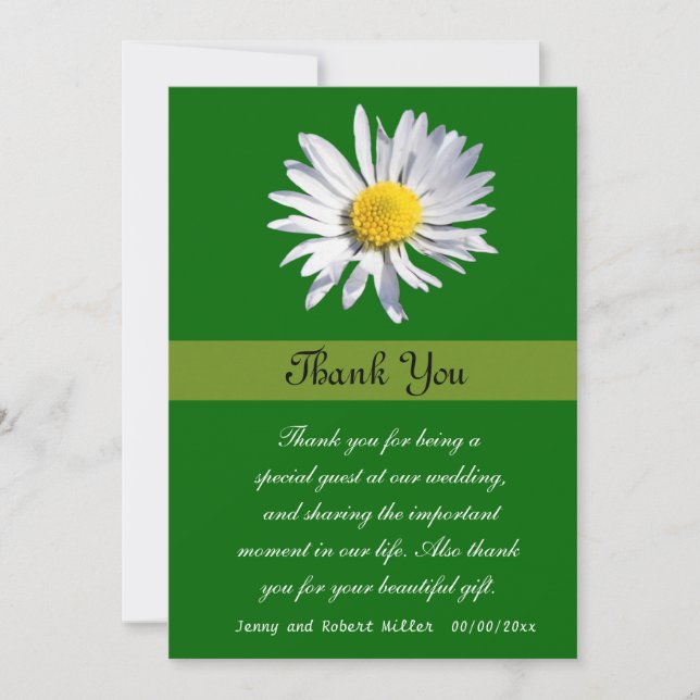Thank you, white aisy flower thank you card (Front)