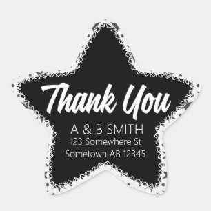 Thank You White & Black Star Sticker