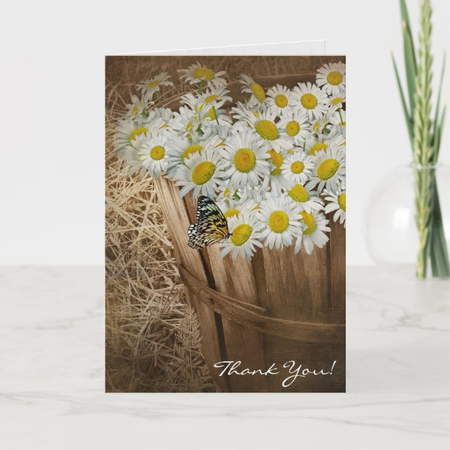 thank you-white daisies and butterfly you card (Front)