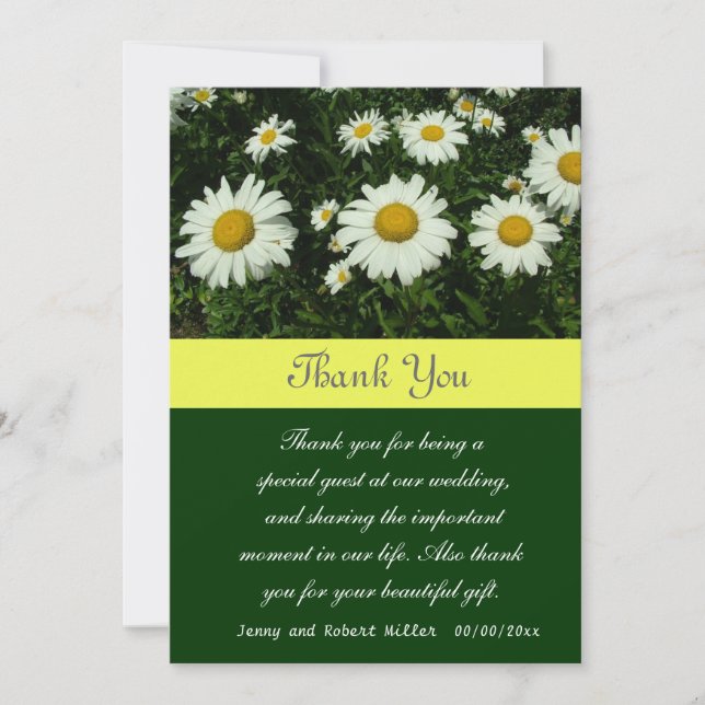 Thank you, white daisy flowers you card (Front)