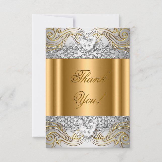 Thank You White Gold Birthday Party Diamond Card (Front)