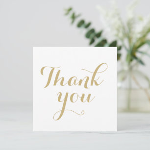 Thank you white gold calligraphy elegant card