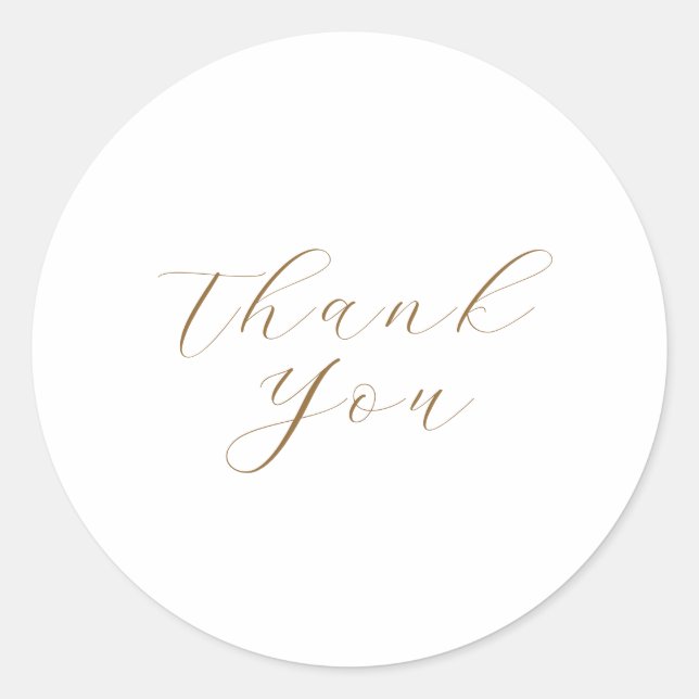 Thank You White Gold Favour Classic Round Sticker (Front)