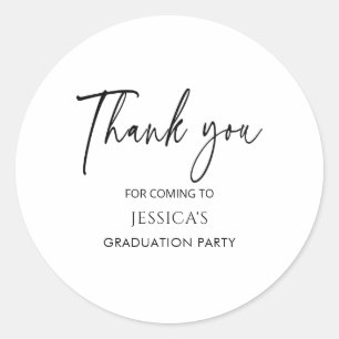 Thank you White Graduate Party Graduation  Classic Round Sticker
