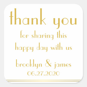 Thank You White Great Gatsby Wedding Stickers