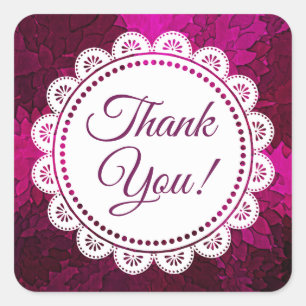 Thank You White Lace and  Magenta Stickers