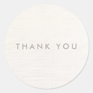 Thank You  White Linen (image)  Classic Round Sticker