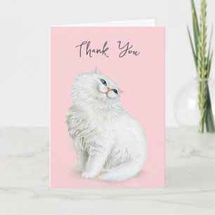 Thank You White Persian Cat Card