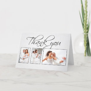 thank you white photos wedding card
