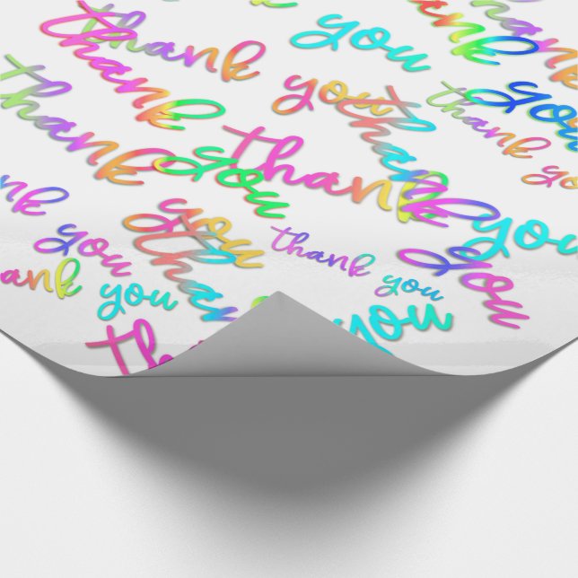 Thank You White Pink Script Shop Boutique Favour Wrapping Paper (Corner)