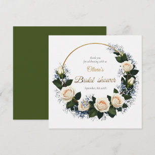 Thank You White Roses & Blue Baby’s Breath  Card