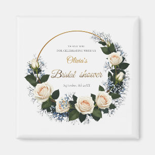 Thank You White Roses & Blue Baby’s Breath  Magnet